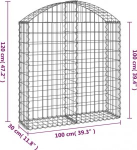 vidaXL vidaXL Łukowaty kosz gabionowy 100x30x100/120 cm, galwanizowane żelazo 4