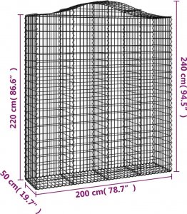 vidaXL vidaXL Łukowaty kosz gabionowy 200x50x220/240 cm, galwanizowane żelazo 4