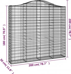 vidaXL Łukowaty kosz gabionowy 200x30x180/200 cm, galwanizowane żelazo 4