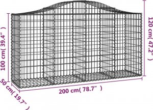 vidaXL Kosze gabionowe, 50 szt, 200x50x100/120cm, galwanizowane żelazo 5