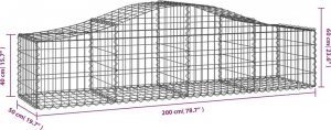vidaXL Kosze gabionowe, 9 szt, 200x50x40/60 cm, galwanizowane żelazo 6