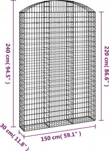 vidaXL Łukowaty kosz gabionowy 150x30x220/240 cm, galwanizowane żelazo 5