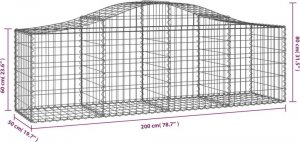 vidaXL Kosze gabionowe, 15 szt, 200x50x60/80 cm, galwanizowane żelazo 4