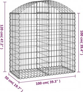 vidaXL vidaXL Łukowaty kosz gabionowy, 100x50x100/120cm, galwanizowane żelazo 4