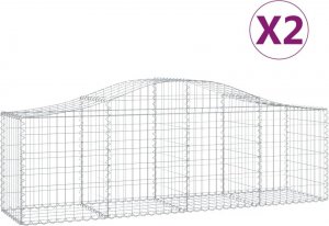 vidaXL Kosze gabionowe, 2 szt, 200x50x60/80 cm, galwanizowane żelazo 2