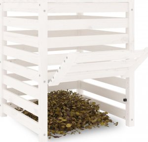 vidaXL vidaXL Kompostownik, biały, 63,5x63,5x77,5 cm, lite drewno sosnowe 3