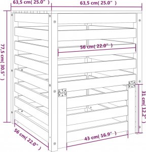 vidaXL vidaXL Kompostownik, biały, 63,5x63,5x77,5 cm, lite drewno sosnowe 7