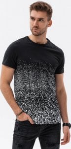Ombre T-shirt męski z ciekawym nadrukiem - czarny V2 S1625 M 1