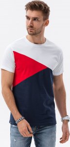 Ombre Trójkolorowy t-shirt męski - granatowy V3 S1640 L 1