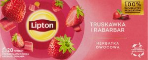 Lipton Lipton Herbatka owocowa truskawka i rabarbar 32 g (20 torebek) 1