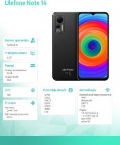 Smartfon UleFone Note 14 4/64GB Czarny  (UF-N14/BK) 15