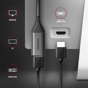 Kabel Axagon RVC-HI2M Adapter USB-C -> HDMI 2.0 4K/60Hz Aluminum, 25cm kabel 4