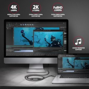 Kabel Axagon RVC-HI2M Adapter USB-C -> HDMI 2.0 4K/60Hz Aluminum, 25cm kabel 5