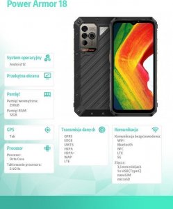 Smartfon UleFone Armor 18 5G 12/256GB Czarny  (UF-PA18/BK) 21