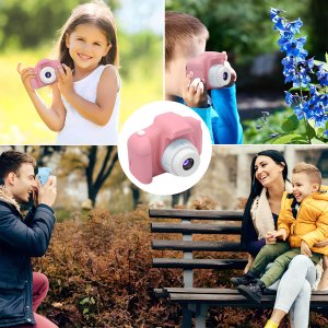 Aparat cyfrowy Retoo APARAT CYFROWY KAMERA DLA DZIECI HD GRY SMYCZ niebieski kartonik różowy aparat 15