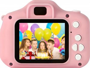 Aparat cyfrowy Retoo APARAT CYFROWY KAMERA DLA DZIECI HD GRY SMYCZ niebieski kartonik różowy aparat 3