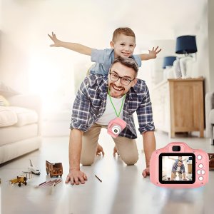 Aparat cyfrowy Retoo APARAT CYFROWY KAMERA DLA DZIECI HD GRY SMYCZ niebieski kartonik różowy aparat 5