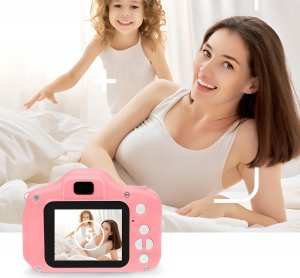 Aparat cyfrowy Retoo APARAT CYFROWY KAMERA DLA DZIECI HD GRY SMYCZ niebieski kartonik różowy aparat 6