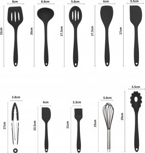 Retoo PRZYBORY KUCHENNE SILIKONOWE ZESTAW TEFLONU 10 SZT 16