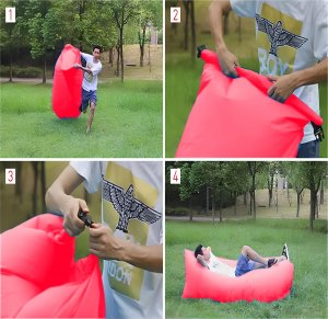 Retoo LAZY BAG AIR SOFA ŁÓŻKO LEŻAK MATERAC NA POWIETRZE CZERWONY 14