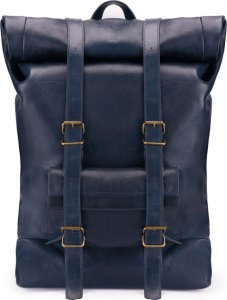Torba CRUDE Solier x Ekskluzywny Menel Skórzany zwijany duży plecak Dubelt granatowy 2