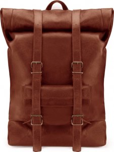 Torba CRUDE Solier x Ekskluzywny Menel Skórzany zwijany duży plecak Dubelt jasny brąz 2