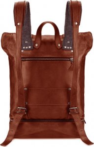 Torba CRUDE Solier x Ekskluzywny Menel Skórzany zwijany duży plecak Dubelt jasny brąz 3