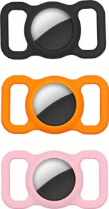 4smarts 4smarts Silicone Case PetSet dla AirTag etui na  AirTag 3 szt. (1 x Black, 1 x Orange, 1 x Pink) 540289 1