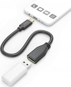 Adapter USB Hama HAMA KABEL PRZEJŚCIOWY OTG, USB 3.0 A, USB TYPE-C, WTYK, 15CM, CZARNY 1