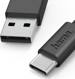 Kabel USB Hama USB-A - USB-C 1 m Czarny (002015940000) 2