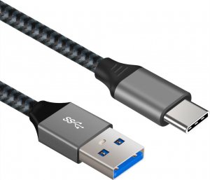 Kabel USB Art USB-A - USB-C 0.5 m Czarno-srebrny (KABUSBC OEM-C2-0.5) 1