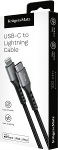 Kabel USB Kruger&Matz USB-C - Lightning 1 m Czarno-srebrny (KM1267) 3