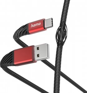 Kabel USB Hama USB-A - USB-C 1.5 m Czarno-czerwony (002015400000) 1