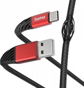 Kabel USB Hama USB-A - USB-C 1.5 m Czarno-czerwony (002015400000) 1