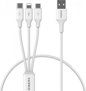 Kabel USB Romoss USB-A - USB-C + micro-B + Lightning 1.2 m Czarny (ROM51) 1