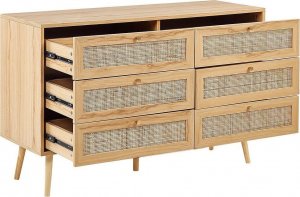 Beliani Komoda 6 szuflad fronty rattanowe jasne drewno PEROTE 3