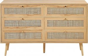 Beliani Komoda 6 szuflad fronty rattanowe jasne drewno PEROTE 4