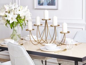 Beliani Świecznik metalowy 38 cm złoty BUARAN 3