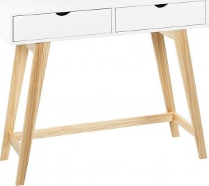 Beliani Konsola 2 szuflady biała z jasnym drewnem SULLY 3
