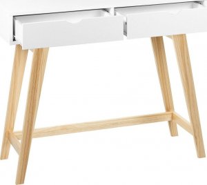 Beliani Konsola 2 szuflady biała z jasnym drewnem SULLY 5