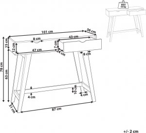 Beliani Konsola 2 szuflady biała z jasnym drewnem SULLY 9