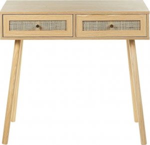 Beliani Konsola 2 szuflady fronty rattanowe jasne drewno ODELL 2