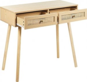 Beliani Konsola 2 szuflady fronty rattanowe jasne drewno ODELL 3