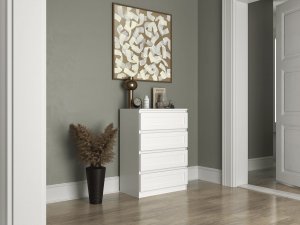 Topeshop KOMODA SZAFKA 4 SZUFLADY M4 RAMIAK FREZY BIEL 3