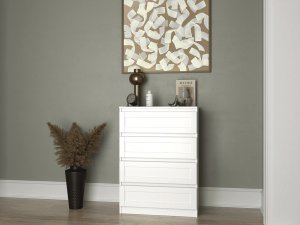 Topeshop KOMODA SZAFKA 4 SZUFLADY M4 RAMIAK FREZY BIEL 5