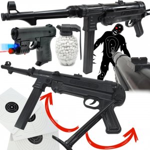 tomdorix MP-40 SCHMEISSER Replika ASG Pistolet Maszynowy Na Kulki 6mm + Pistolet + Granat Kulek Bezszw. 1