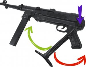 tomdorix MP-40 SCHMEISSER Replika ASG Pistolet Maszynowy Na Kulki 6mm + Pistolet + Granat Kulek Bezszw. 4