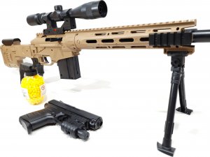tomdorix Amerykański Karabin Snajperski Na Kulki [M107] z Laserem + Pistolet z Laserem + Granat 7