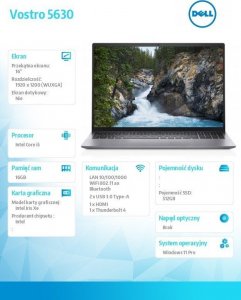 Laptop Dell Vostro 5630 i5-1340P / 16GB / 512GB / Win 11 Pro (N1002VNB5630EMEA01) 15