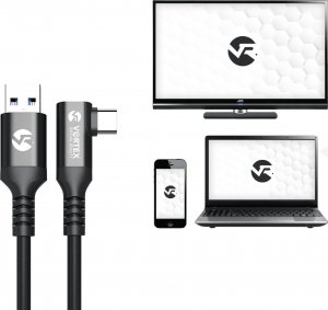 Vortex Virtual Reality Oculus Link Kabel VortexVR 5m + Element mocujący | USB-A | do Oculus Quest 2 (lub Quest 1) | SteamVR | SideQuest 4